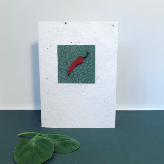 Seeded, chilli greeting card.